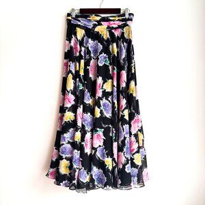 Lida Baday Floral Chiffon Colourful Midi skirt 10